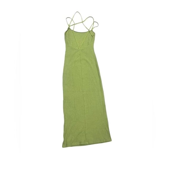 🔥 REFORMATION light green ribbed tencel blend open back midi dress sz xsmall - Picture 2 of 7